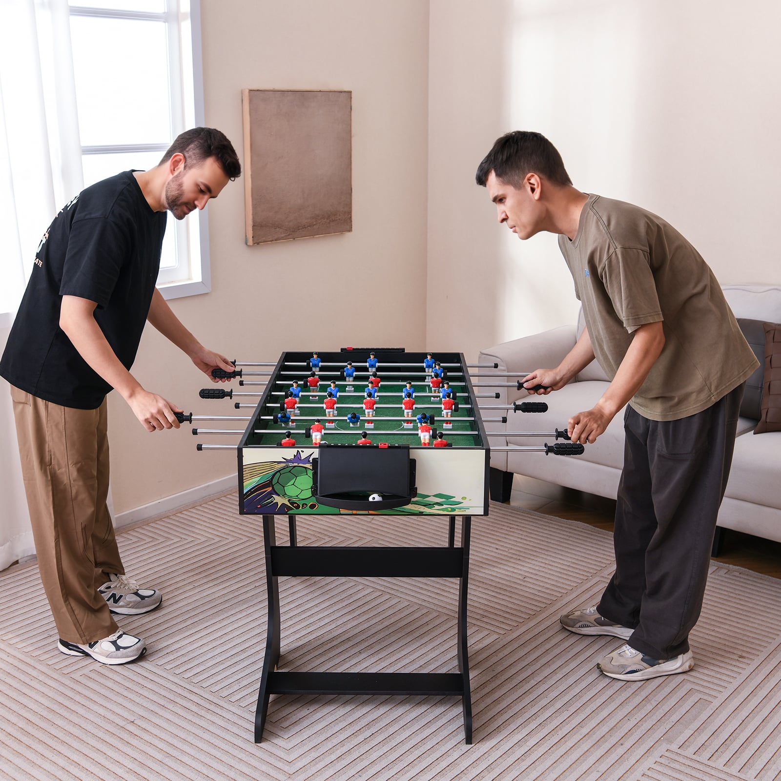 Foldable Foosball Table Game Set with 26 Players and Anti-slip Grips-Green