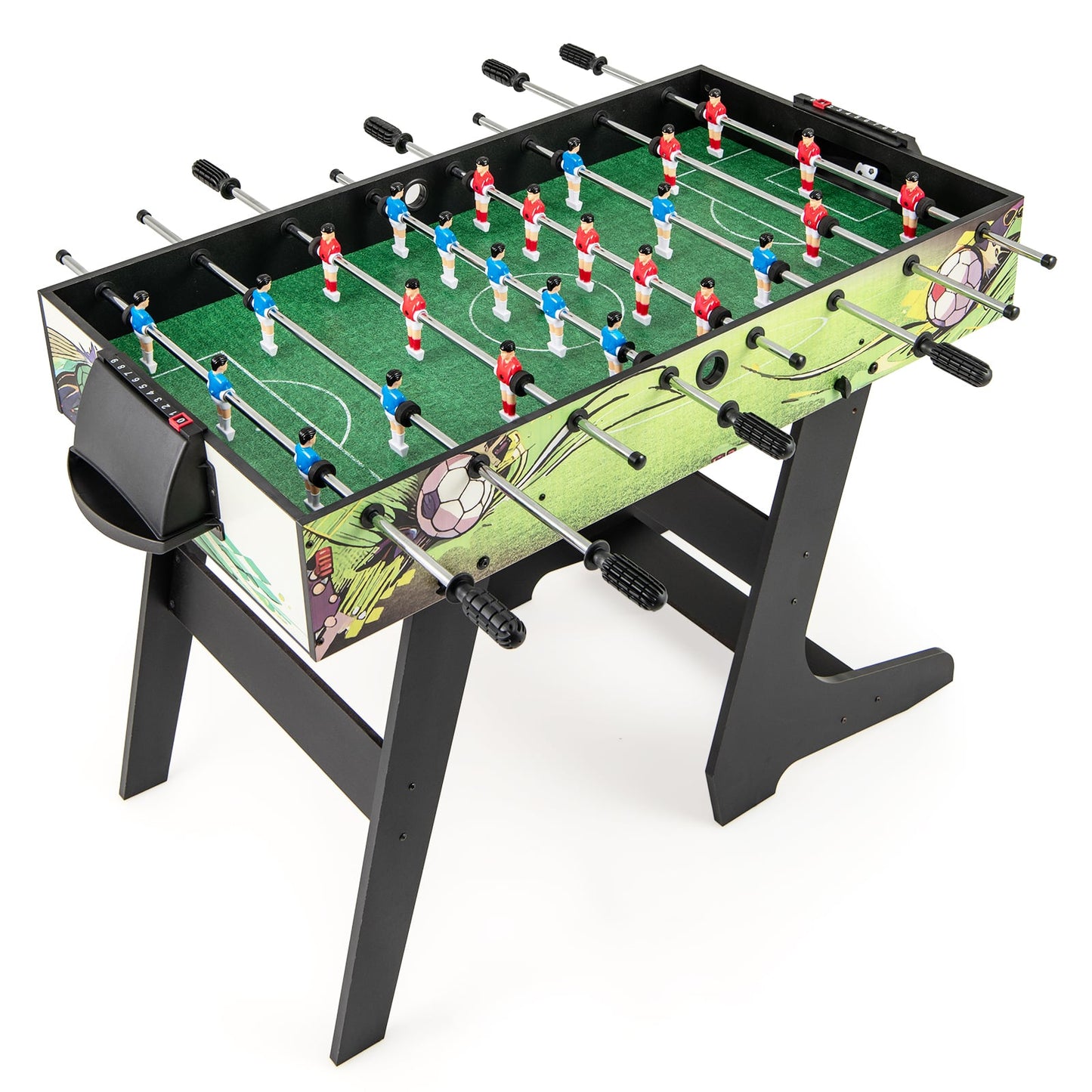 Foldable Foosball Table Game Set with 26 Players and Anti-slip Grips-Green