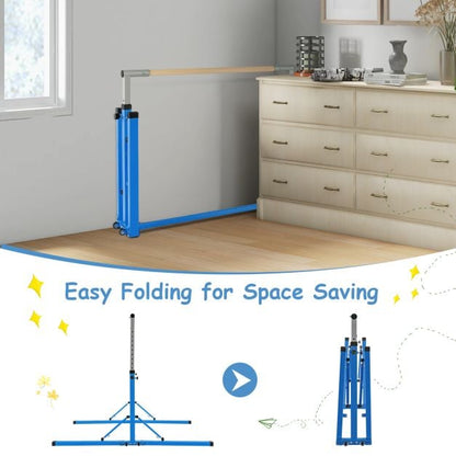 Foldable Gymnastics Bar for Kids Wobble Free Home Gym Equipment 136 x 172 x (90-150) cm Blue