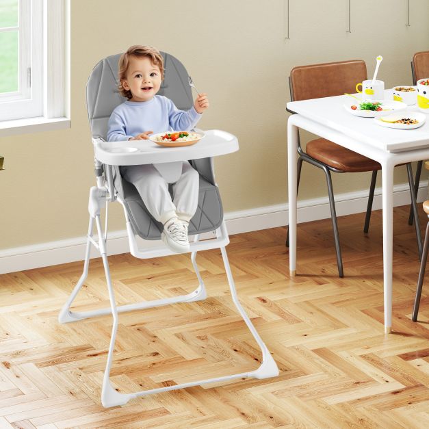Foldable Baby High Chair with Removable Adjustable Tray-Grey