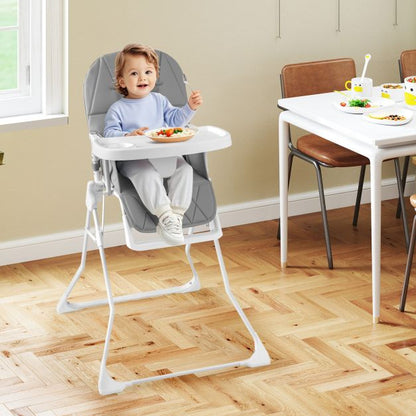 Foldable Baby High Chair with Removable Adjustable Tray-Grey