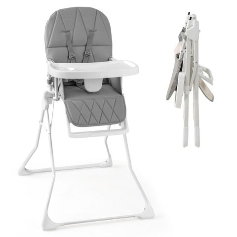 Foldable Baby High Chair with Removable Adjustable Tray-Grey