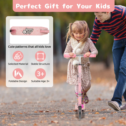 Foldable Kids Scooter Adjustable with Lighted Wheels and Kickstand-Pink