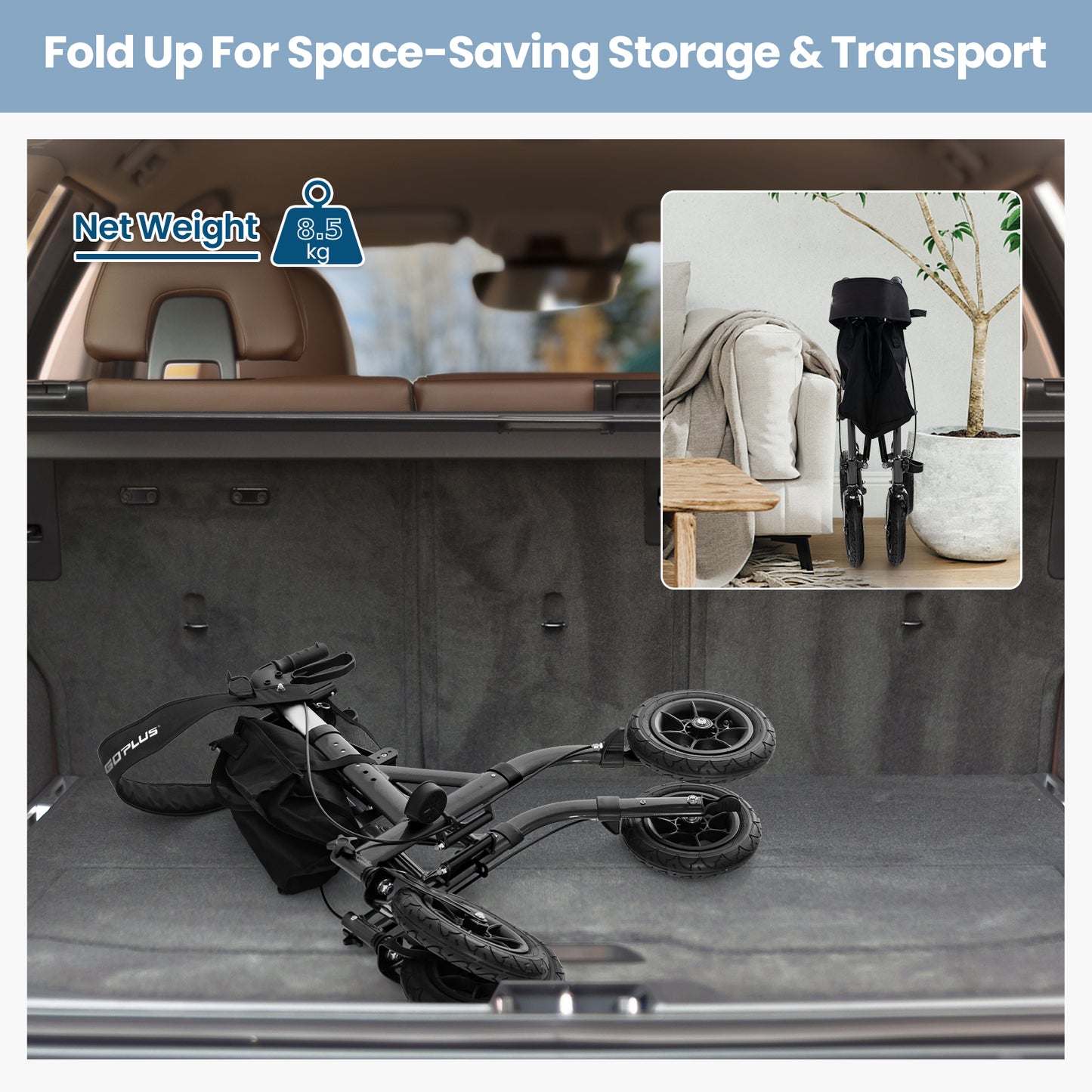 Foldable Rolling Walker with Seat-Black