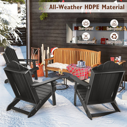 Folding Adirondack Chair Weather Resistant HDPE with High Backrest-Grey