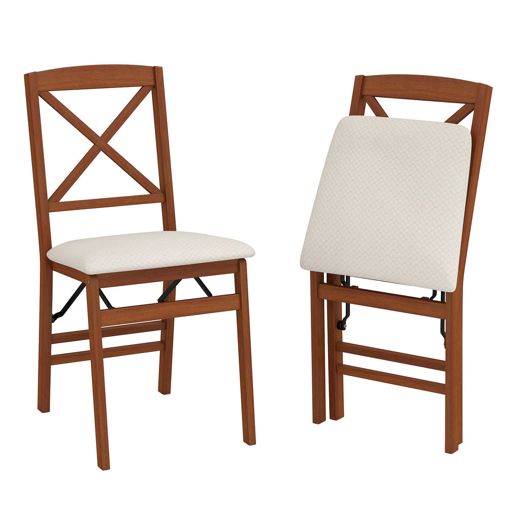 Folding Dining Chairs Set of 2 Kitchen Side Chairs with Padded Seat-Walnut