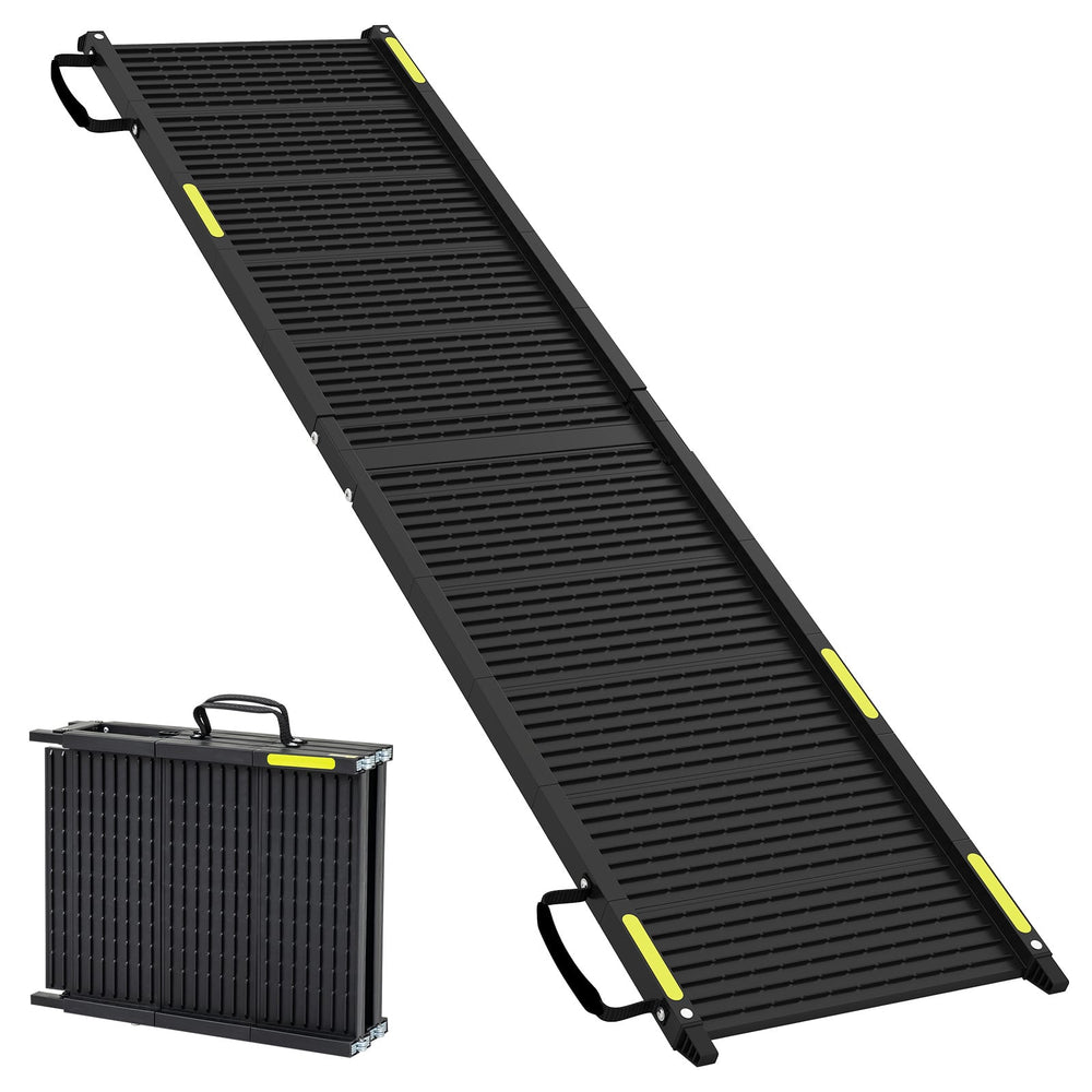 Folding Dog Ramp for Car 64.5"L x 16"W Portable Pet Ramp with Plastic Non-Slip Surface-Black