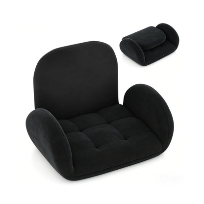 Folding Floor Game Chair with Adjustable Backrest for Adults-Black