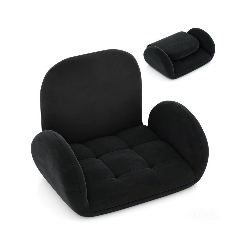 Folding Floor Game Chair with Adjustable Backrest for Adults-Black