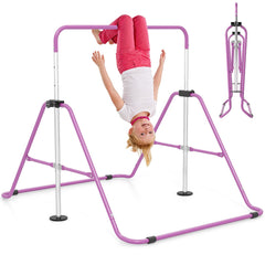 Folding Gymnastics Bar for Kids Height Adjustable Horizontal Kip Training Bar-Purple