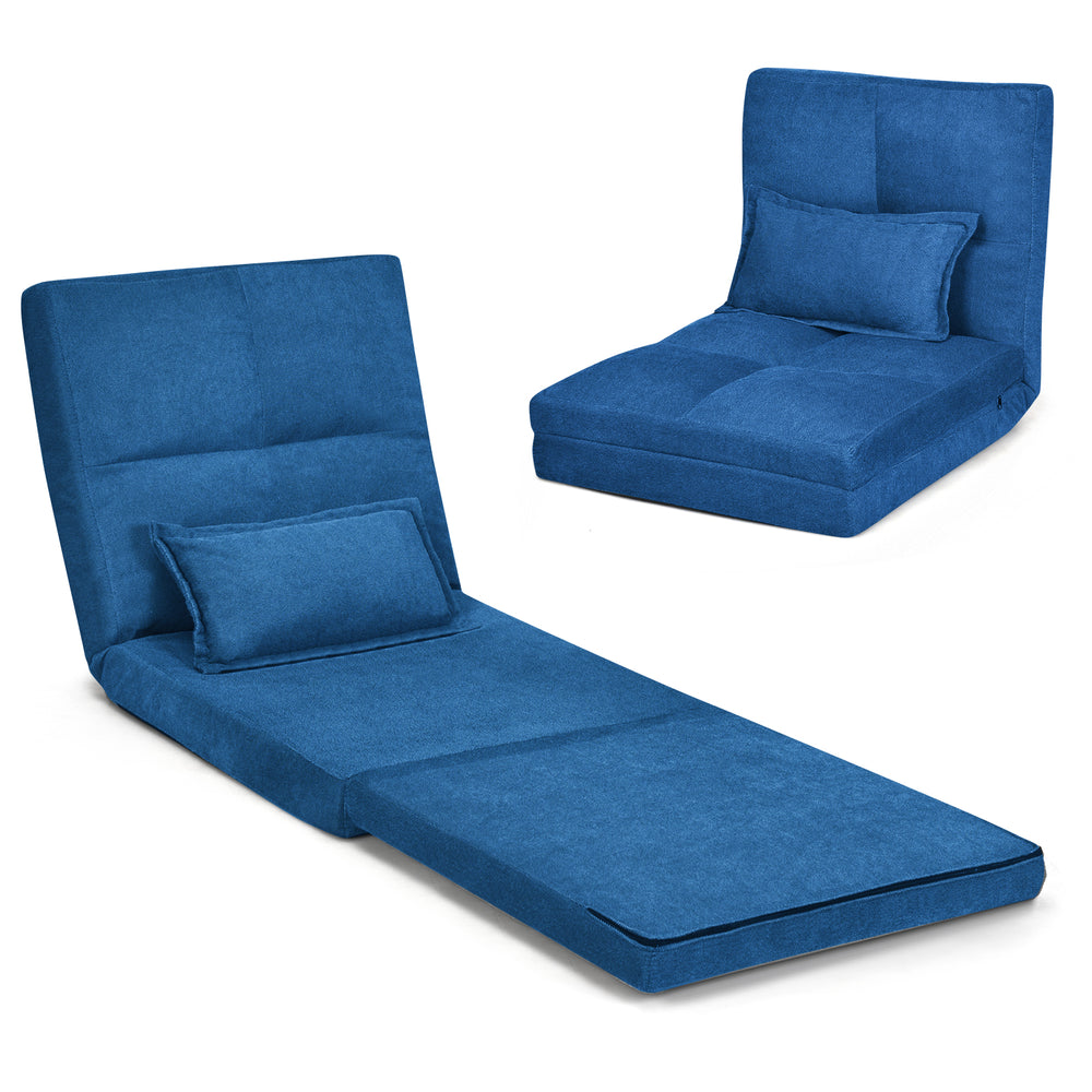 Folding Lazy Floor Sofa Bed with Pillow-Navy