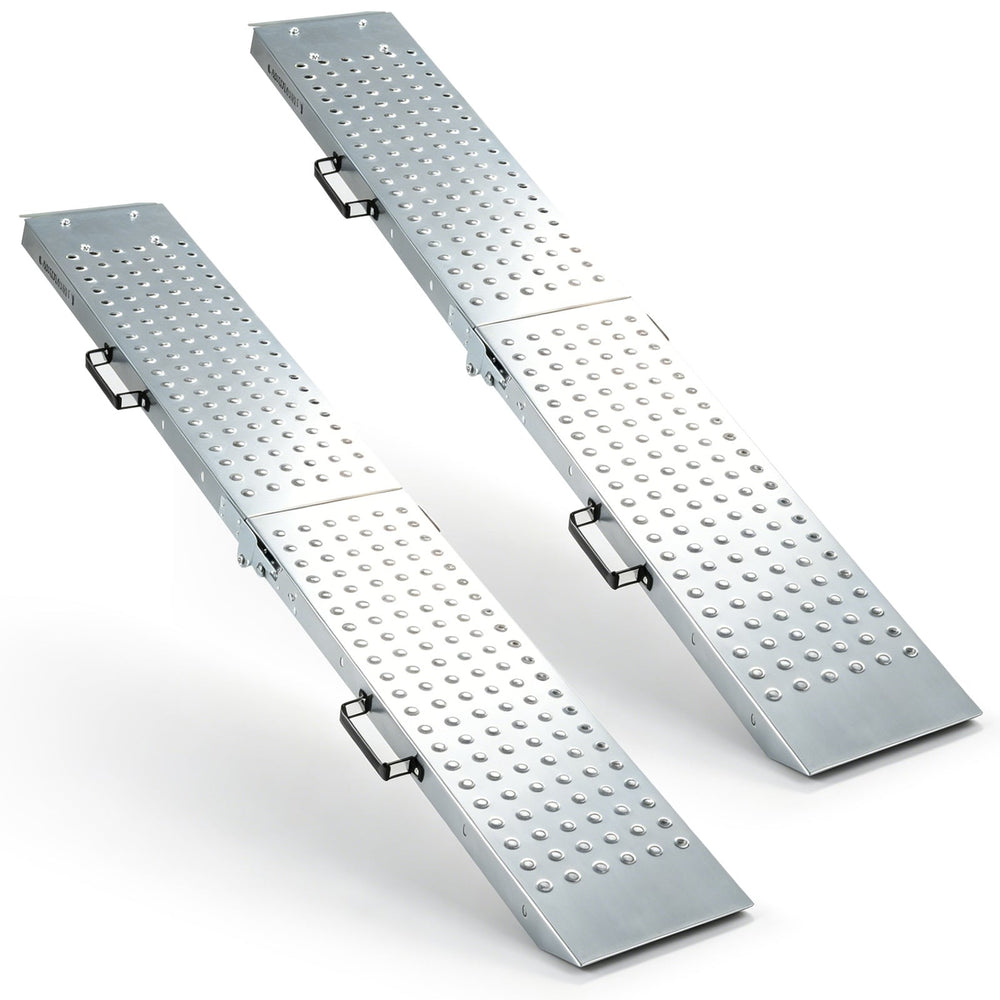 Folding Loading Ramps and 400 KG Capacity 2-Pack Multi-Use Ramps with Handles for Pickup Truck and Trailer-Silver