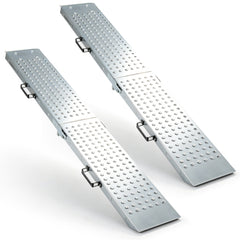 Folding Loading Ramps and 400 KG Capacity 2-Pack Multi-Use Ramps with Handles for Pickup Truck and Trailer-Silver