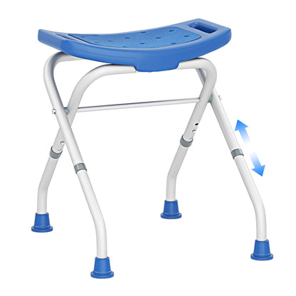 Folding Portable Shower Seat with Adjustable Height for Bathroom-Blue
