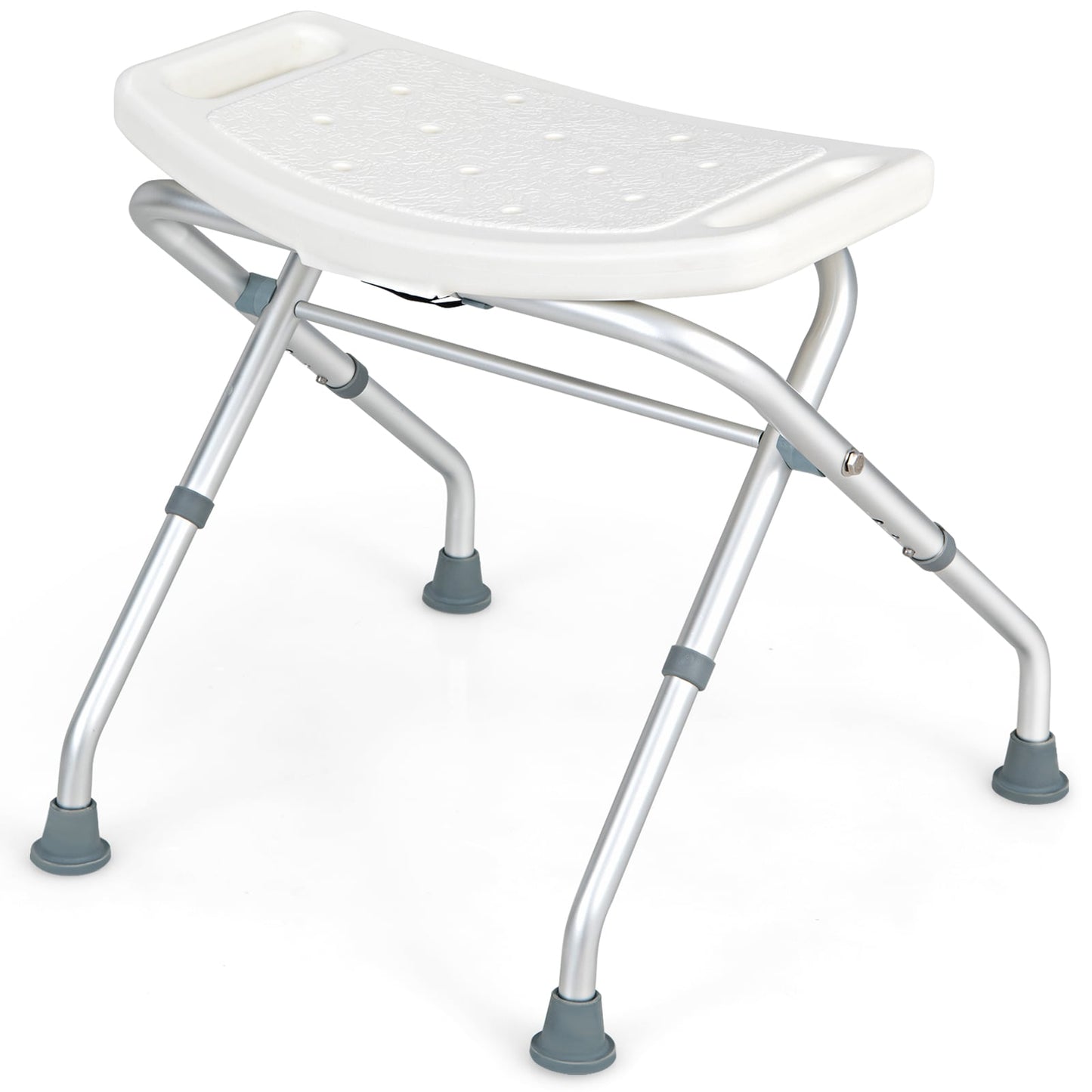 Folding Portable Shower Seat with Adjustable Height for Bathroom White