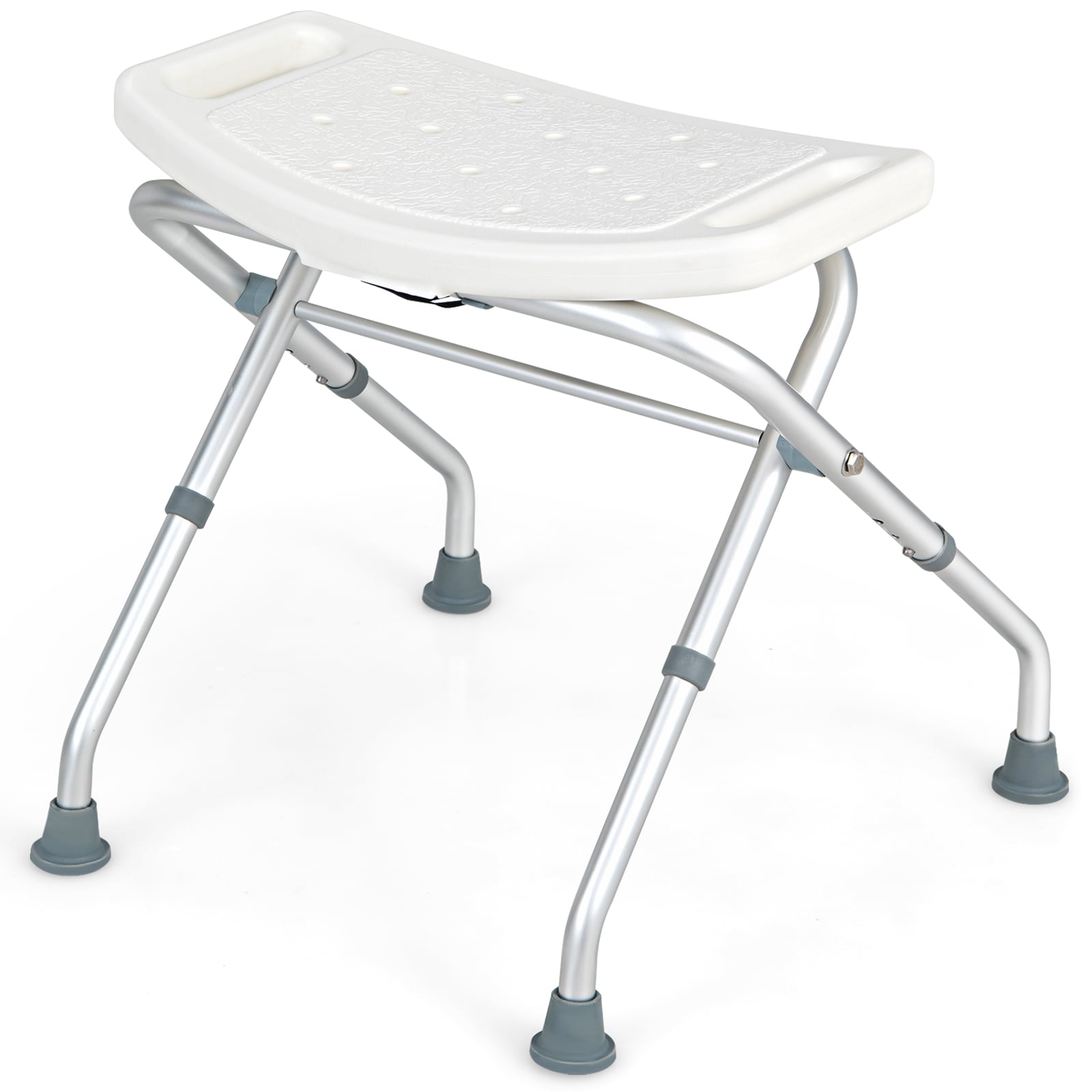 Folding Portable Shower Seat with Adjustable Height for Bathroom White
