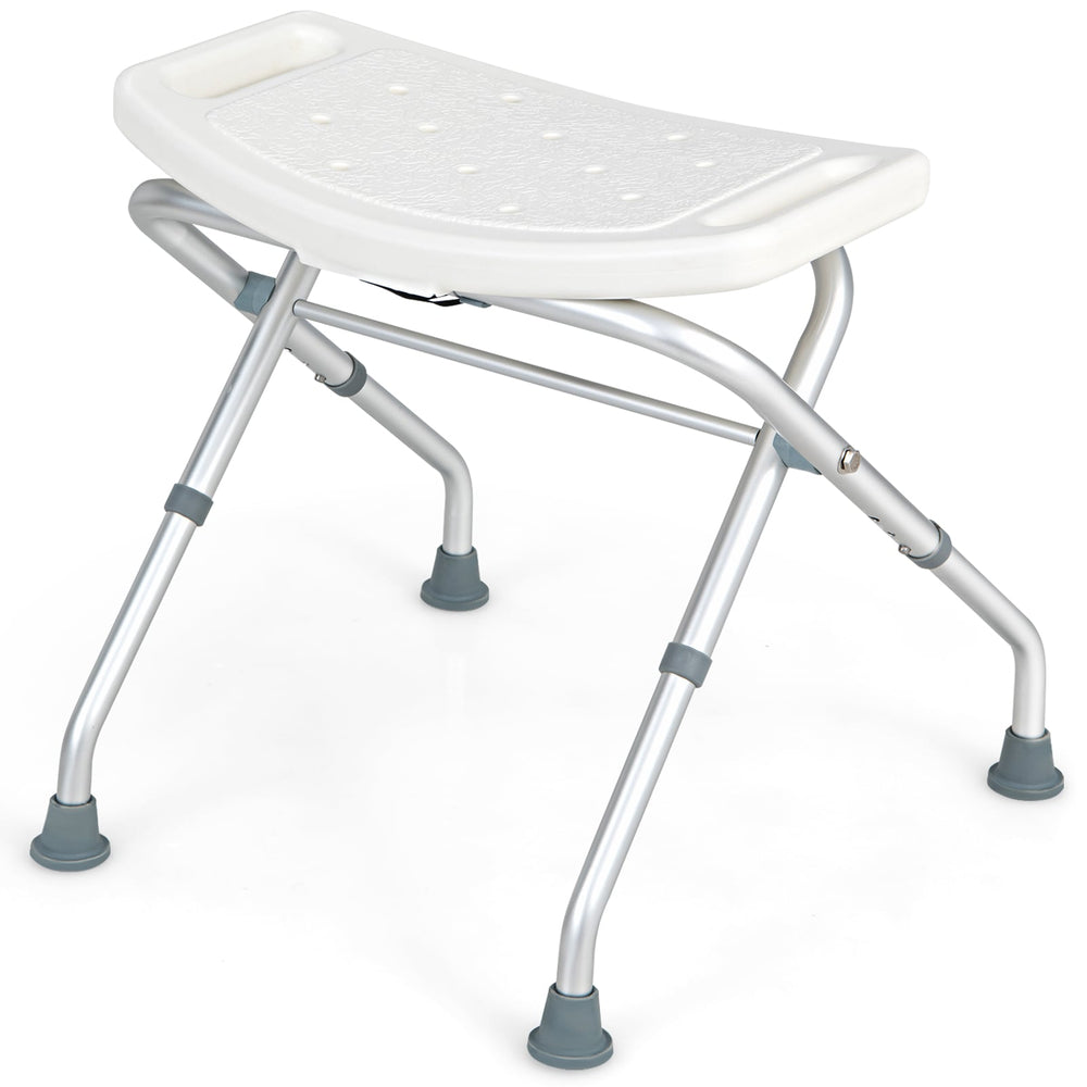 Folding Portable Shower Seat with Adjustable Height for Bathroom White