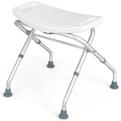 Folding Portable Shower Seat with Adjustable Height for Bathroom White