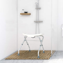 Folding Portable Shower Seat with Adjustable Height for Bathroom White
