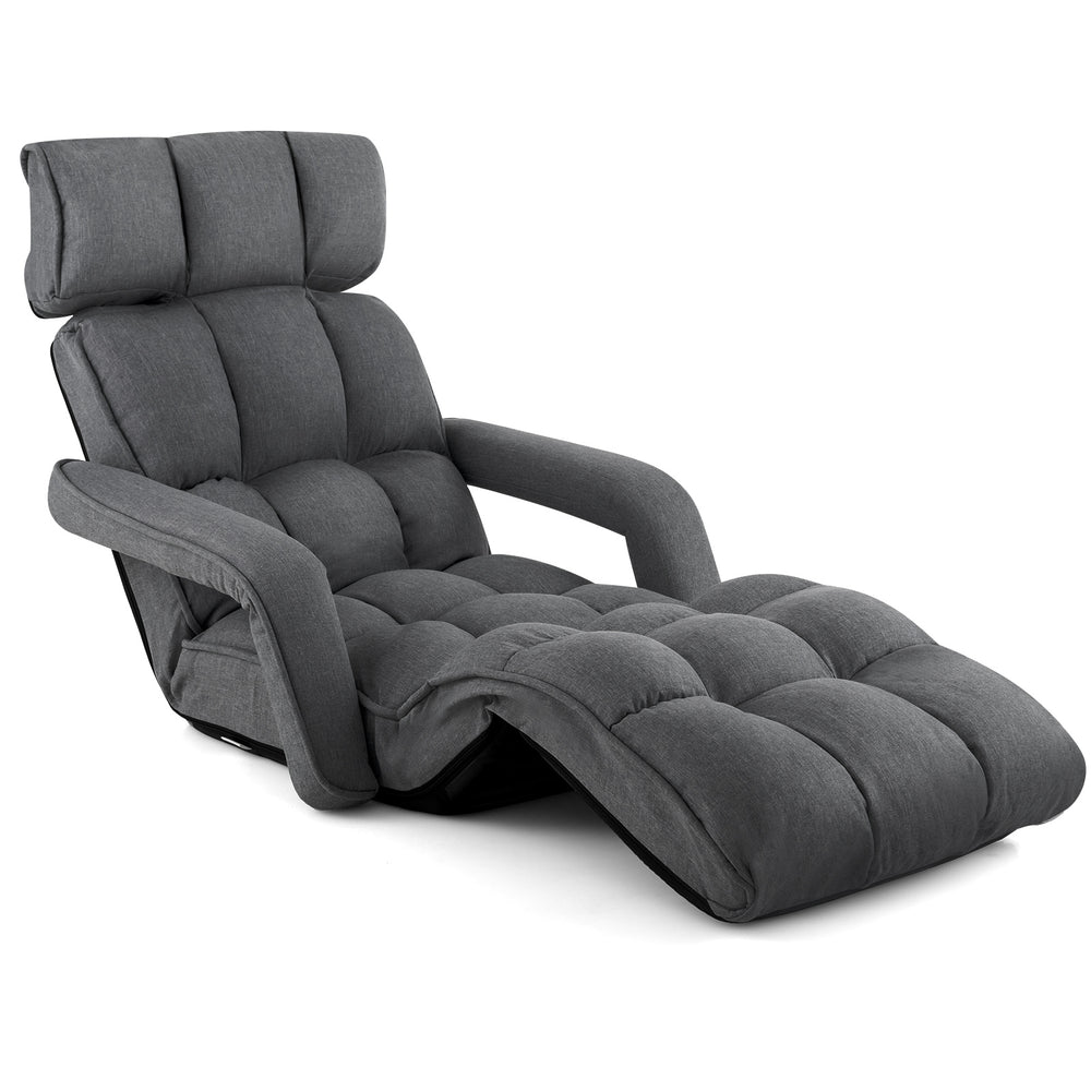 Folding Sofa Bed with 6 Adjustable Positions and 8-Angle Footrest-DarkGrey