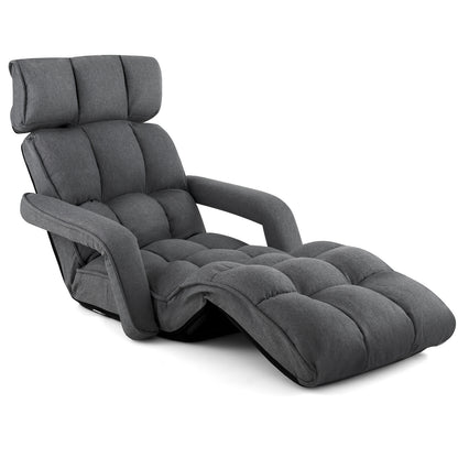 Folding Sofa Bed with 6 Adjustable Positions and 8-Angle Footrest-DarkGrey