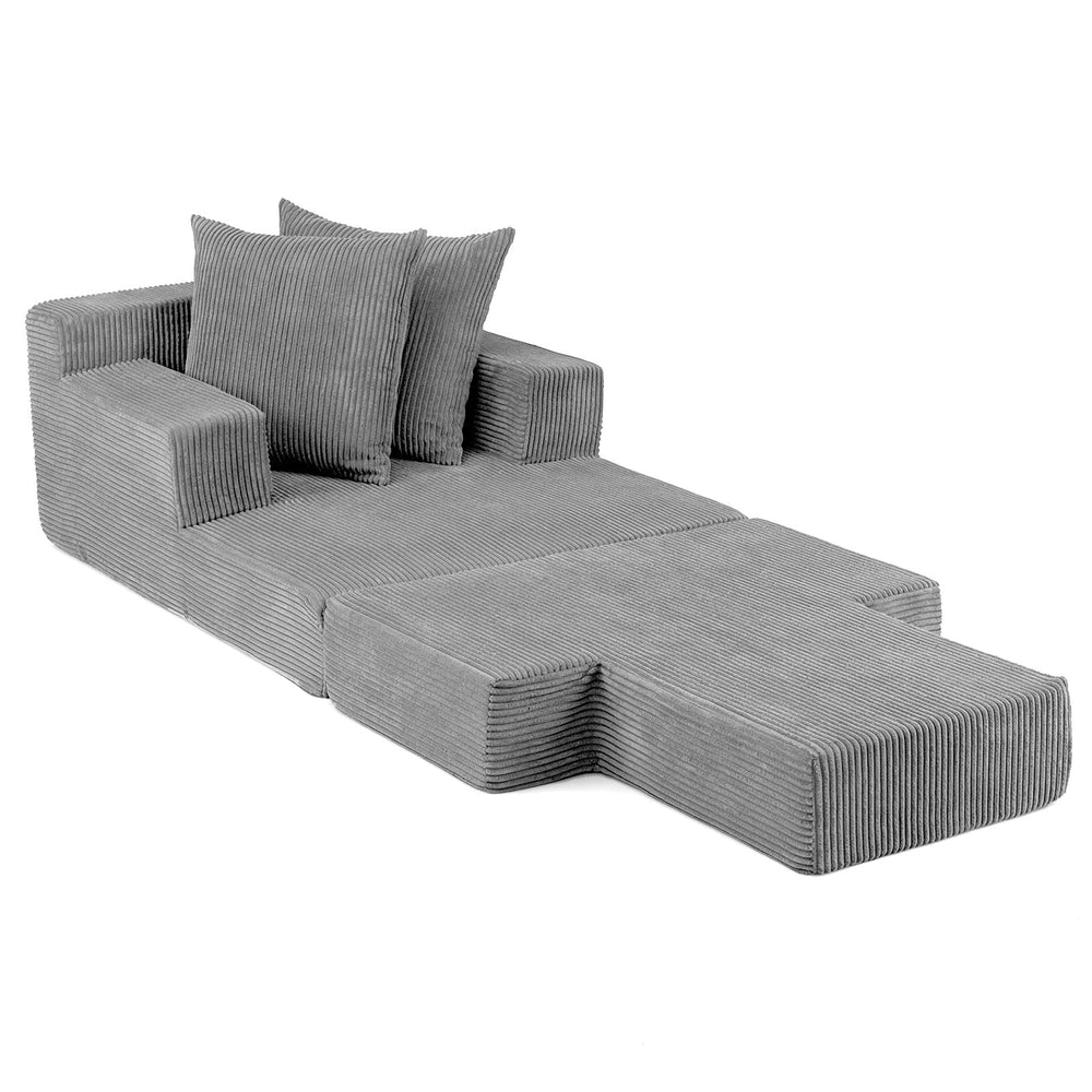 Folding Sofa Bed with Dual Pillows & Machine-Washable Cover for Living Room Bedroom-Grey