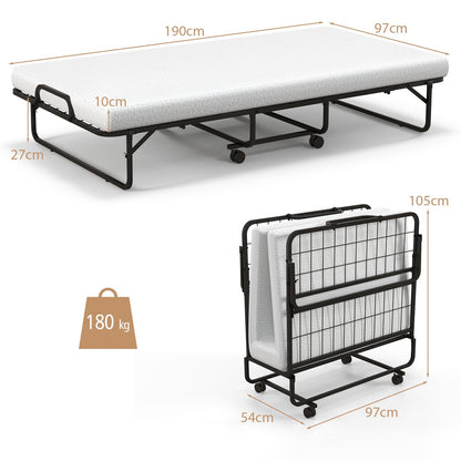 Folding Bed with 10 cm Mattress for Adults and Kids