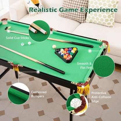 Folding Billiards Table with Accessory Set for Whole Family-Green