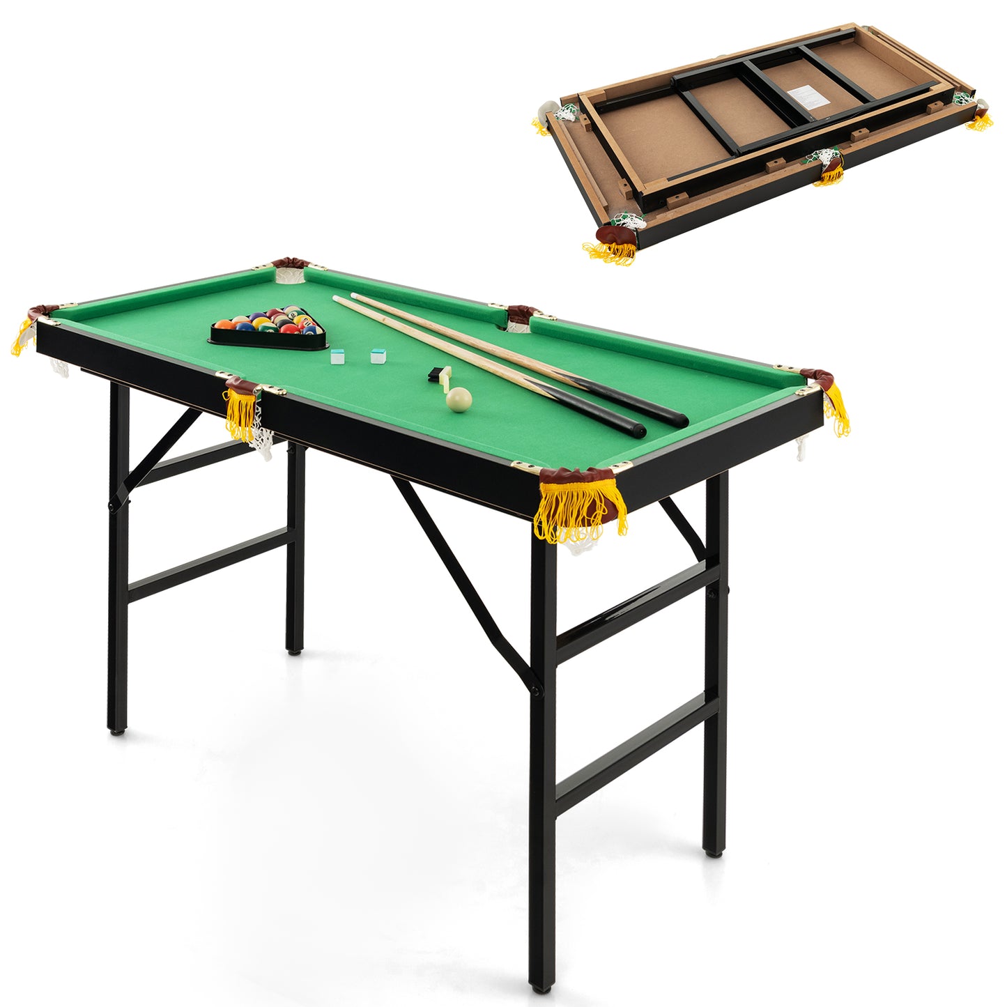 Folding Billiards Table with Accessory Set for Whole Family-Green