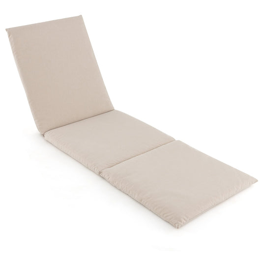 Folding Outdoor Chaise Lounge Cushion Patio Furniture Pad with Straps-Beige-1 Piece