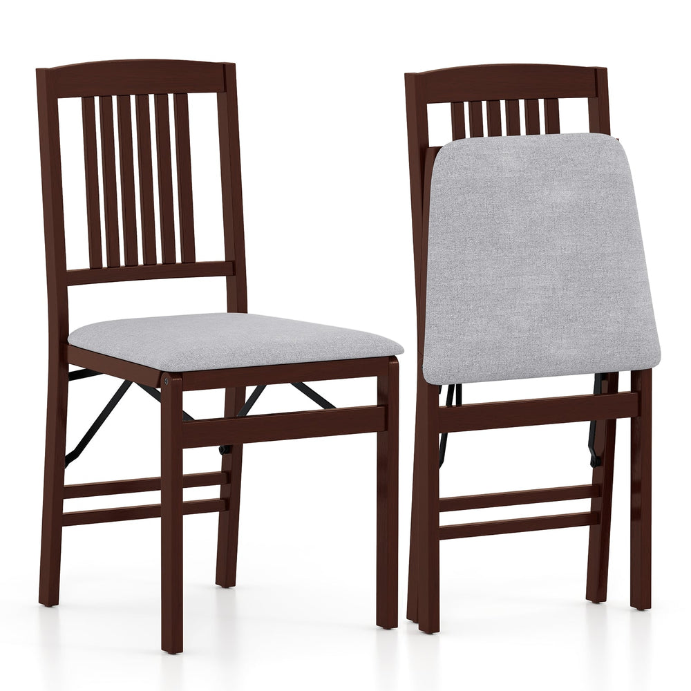 Folding Dining Chairs Set of 2 Upholstered Kitchen Chairs with Padded Seat-Grey