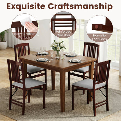 Folding Dining Chairs Set of 2 Upholstered Kitchen Chairs with Padded Seat-Grey
