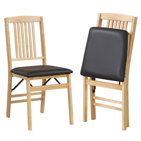 Folding Dining Chairs Set of 2 Upholstered Kitchen Chairs with Padded Seat-Black