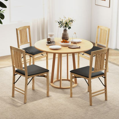 Folding Dining Chairs Set of 2 Upholstered Kitchen Chairs with Padded Seat-Black