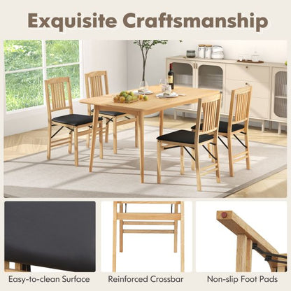 Folding Dining Chairs Set of 2 Upholstered Kitchen Chairs with Padded Seat-Black