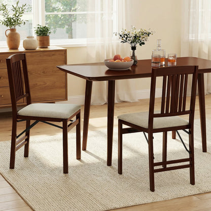 Folding Dining Chairs Set of 2 Upholstered Kitchen Chairs with Padded Seat-White