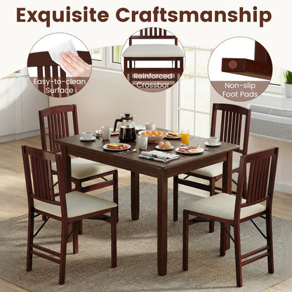 Folding Dining Chairs Set of 2 Upholstered Kitchen Chairs with Padded Seat-White