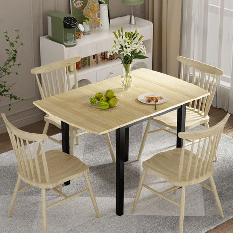Folding Dining Table Drop Leaf Tables with Solid Wood Legs