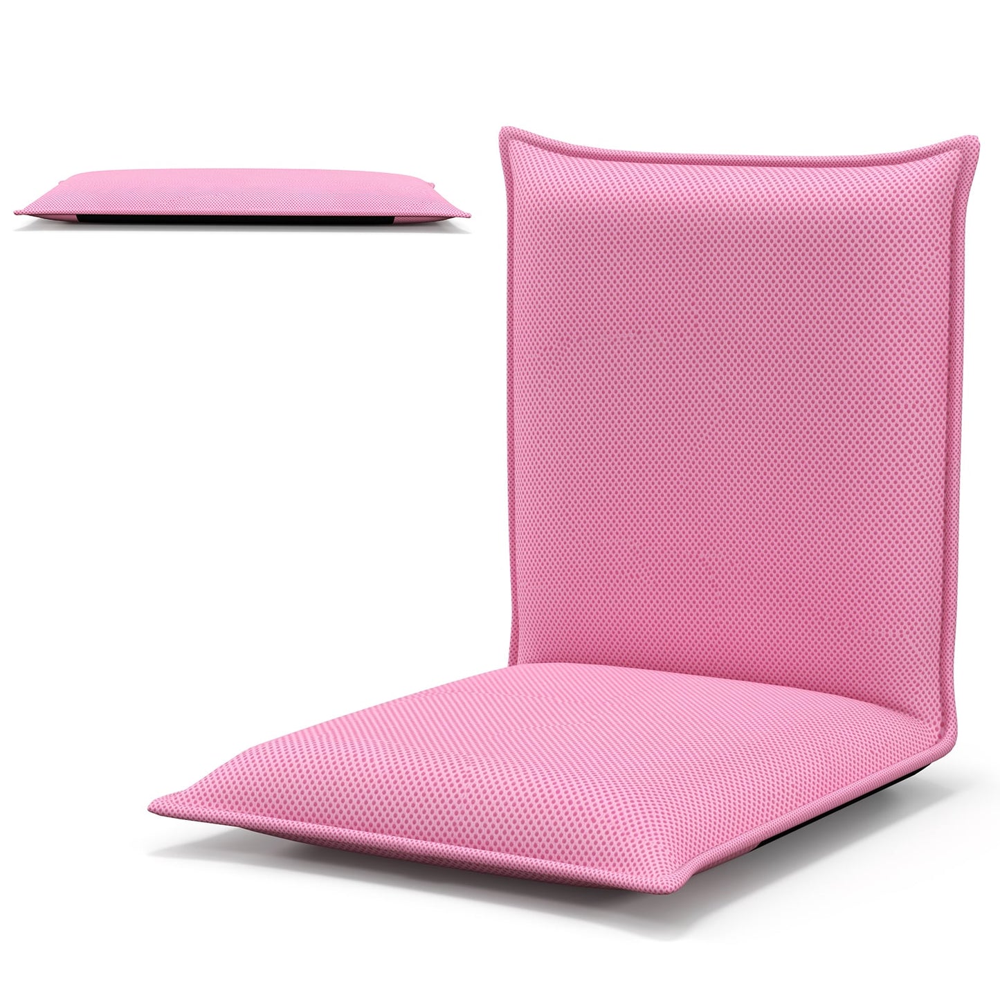 Folding Floor Chair with Reclining Function and 6 Adjustable Positions-Pink