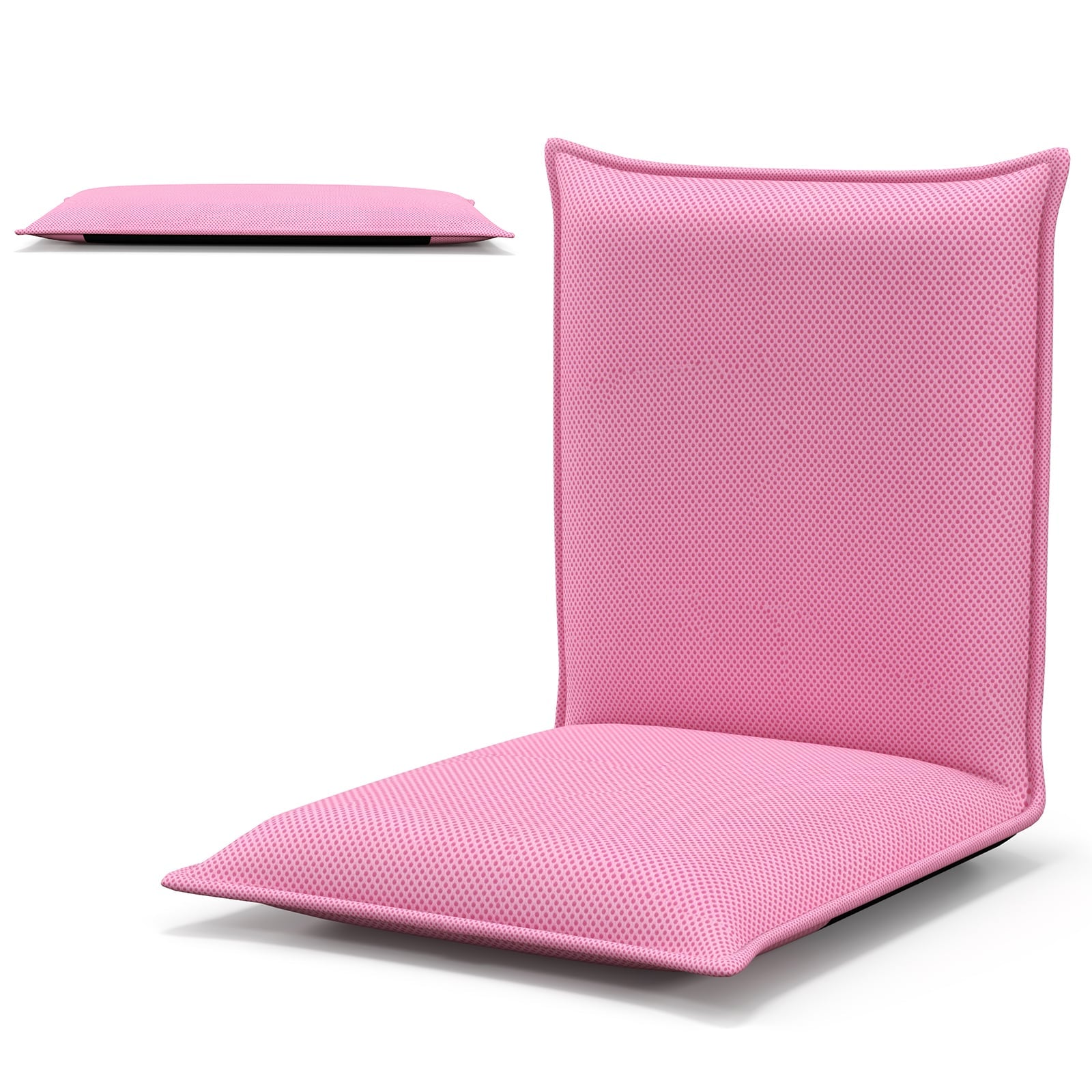 Folding Floor Chair with Reclining Function and 6 Adjustable Positions-Pink
