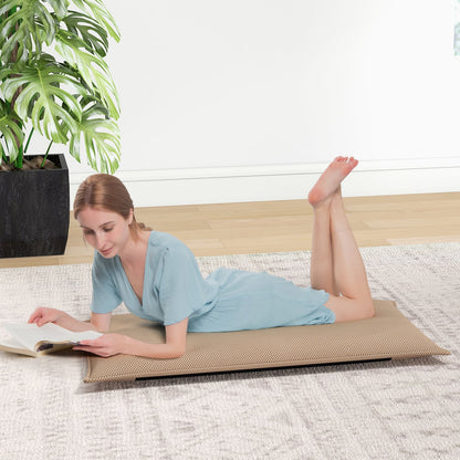 Folding Floor Chair with Reclining Function and 6 Adjustable Positions-Khaki