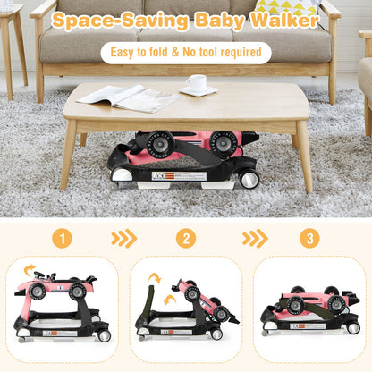4-in-1 Baby Push Walker with Adjustable Height and Speed-Light Pink