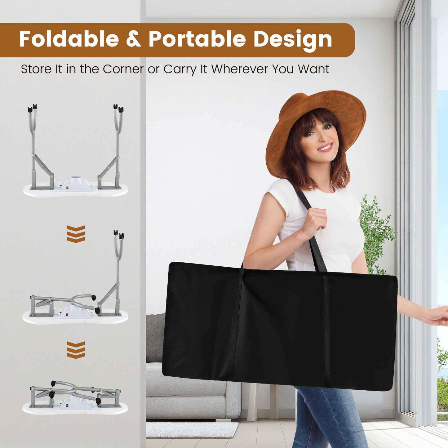 Folding Manicure Nail Table with Electric Dust Collector-White