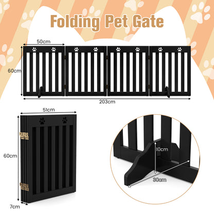 4 Panels Folding Pet Gate-Brown