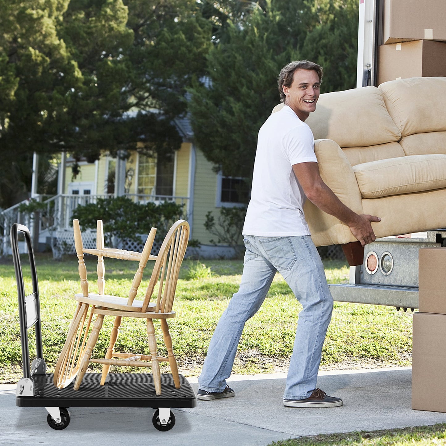 Folding Push Cart Dolly Moving Platform Hand Truck-Black