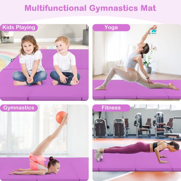 8 x 4 Feet Folding Gymnastics Tumbling Mat-Purple