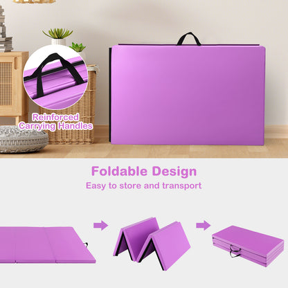 240 x 116 x 5 cm Folding Soft Floor Mat with Carry Handles and Hook & Loop Fasteners-Purple
