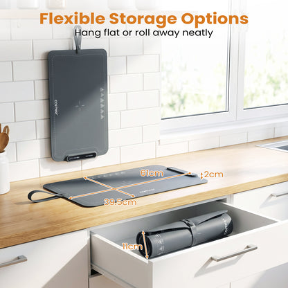 Food Warming Mat with 3 Temperature Settings for Kitchen Appliances-Grey