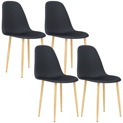 HOMCOM Modern Dining Chairs Set of 4, Kitchen Chairs with Backrest and Steel Legs for Dining Room, Living Room, Black