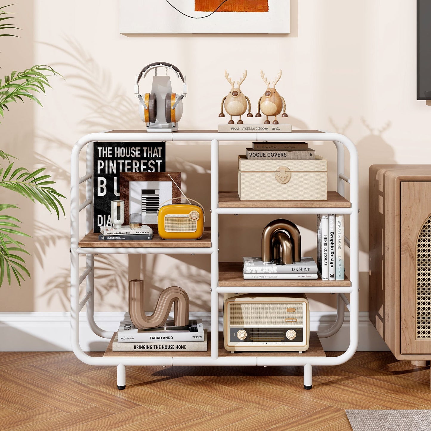 Freestanding 5-Tier Storage Shelving Unit with Metal Frame-Ntural